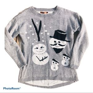 Gray and White Snowman Sweater